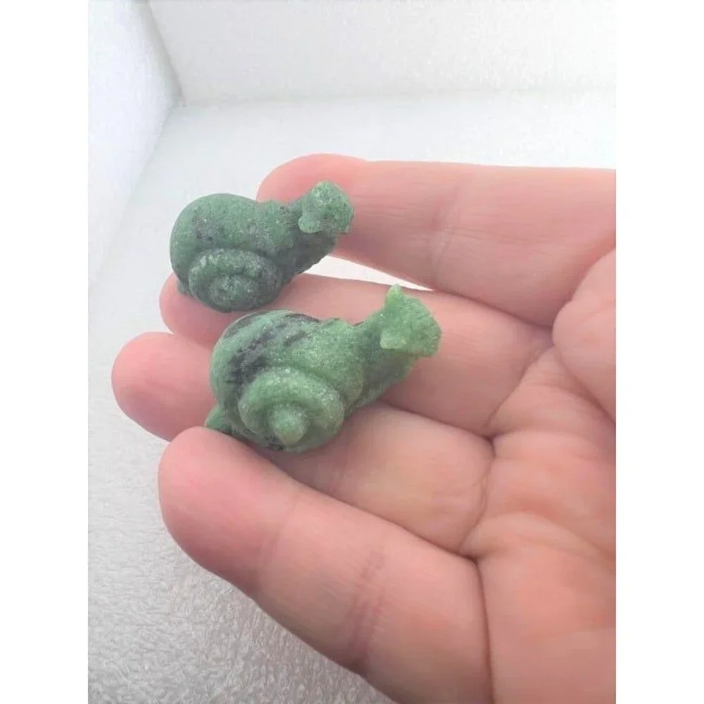 Gemstone Snail Carving - Your Choice Zoisite or Rose Quartz